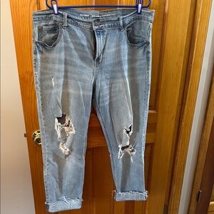 #91 - Old Navy Boyfriend Straight Ankle Cropped Jeans with Distressed Details